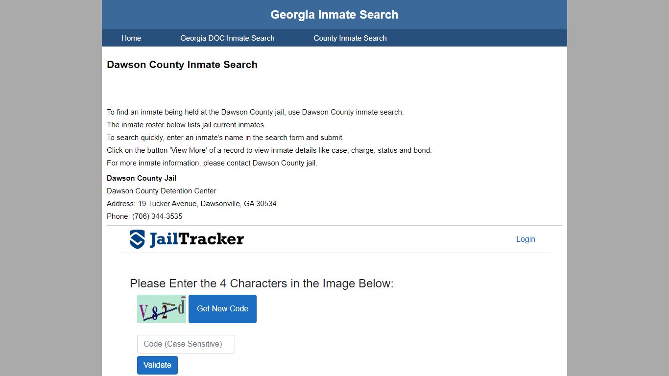 Dawson County Jail Inmate Search